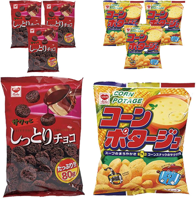 리스카 해피타임 듀오 과자 2종 x 2p 세트, 콘포타지 75g x 2p + 싯토리초코 80g x 2p, 2세트