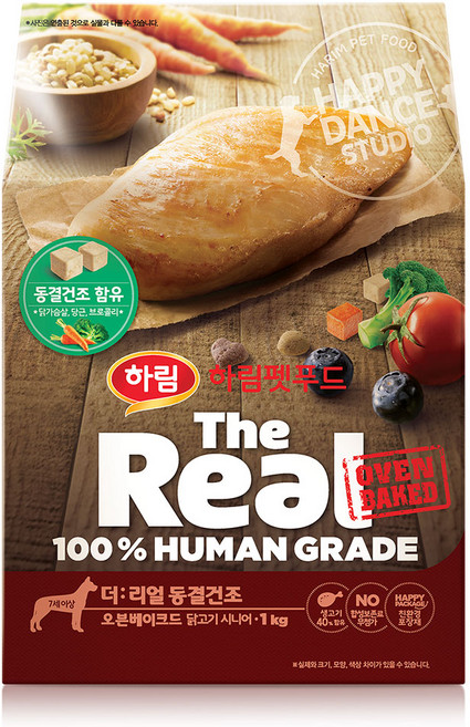 하림펫푸드 시니어 강아지 더리얼 오븐베이크드 동결건조 사료, 닭, 1kg, 1개