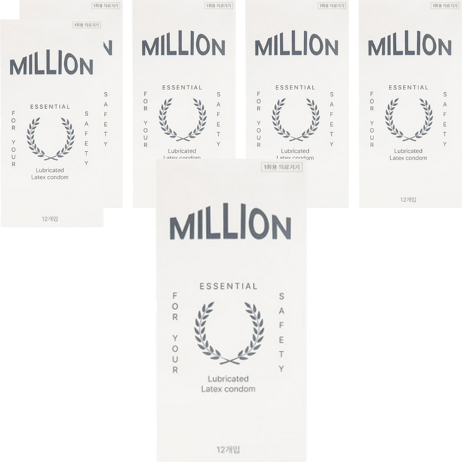 유니더스 밀리언 남성용 일반형 콘돔, 12개입, 6개