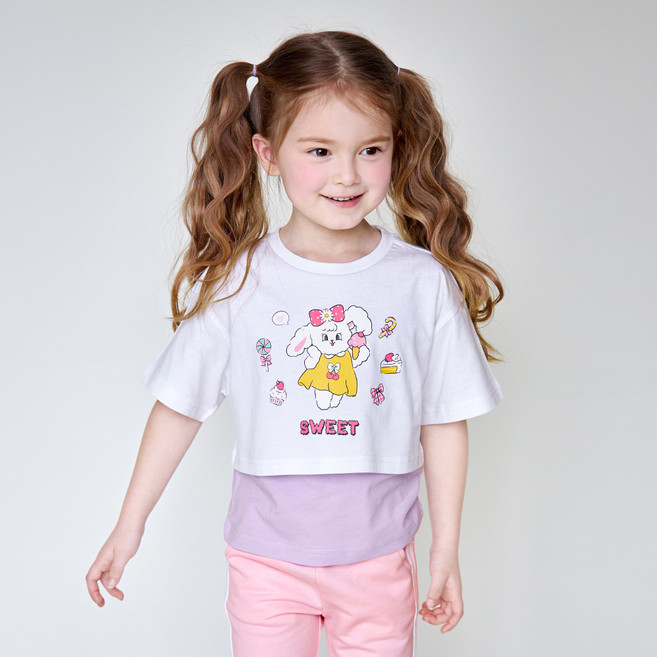 월튼키즈 여아용 스위티 퍼피 레이어드 티셔츠