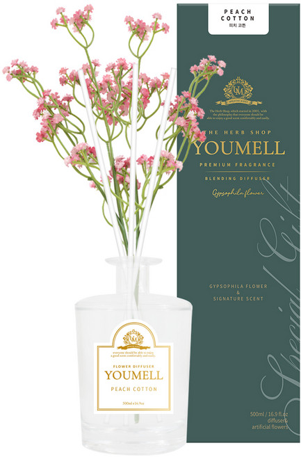 유멜 안개꽃 디퓨저, 피치코튼, 500ml, 1개