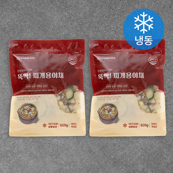 친정엄마꾸러미 뚝딱! 찌개용 채소 (냉동), 2개, 500g