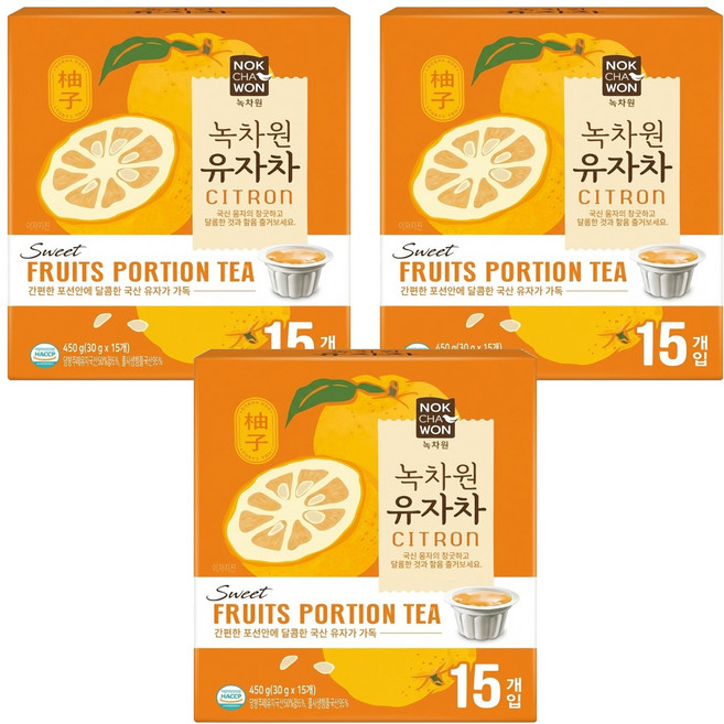 NOKCHAWON 綠茶園 蜂蜜風味柚子茶球, 15顆, 30g, 3盒