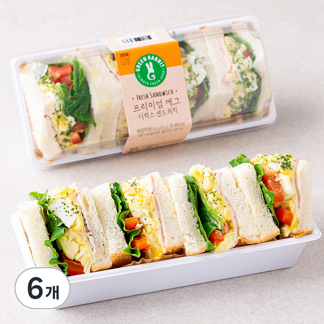 그린래빗 프리미엄 에그 디럭스 샌드위치, 215g, 6개
