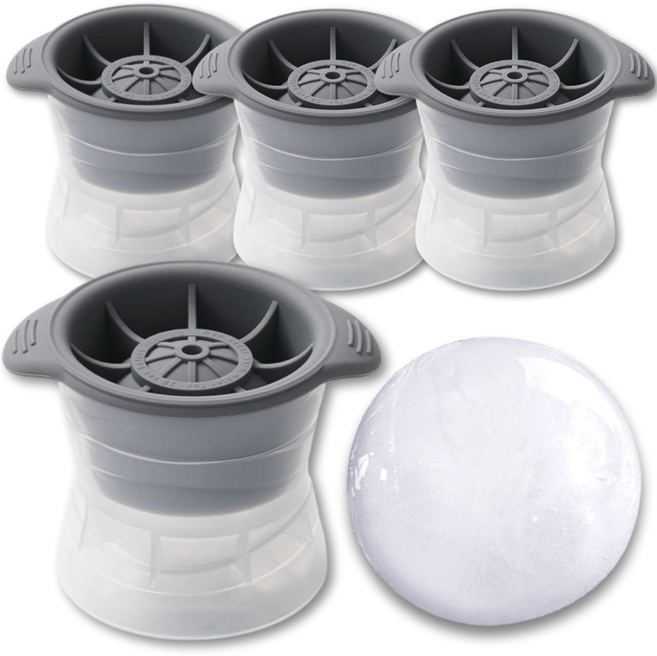 조앤제이 하이볼 위스키 원형 실리콘 왕 얼음틀, 그레이, 4개