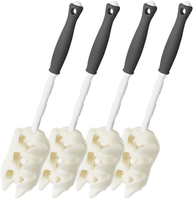 하이비 프리미엄 젖병 세척솔 일자형, 4개, 그레이