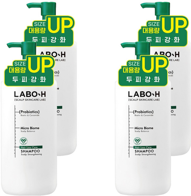 라보에이치 두피강화 클리닉 탈모증상완화 샴푸, 610ml, 4개