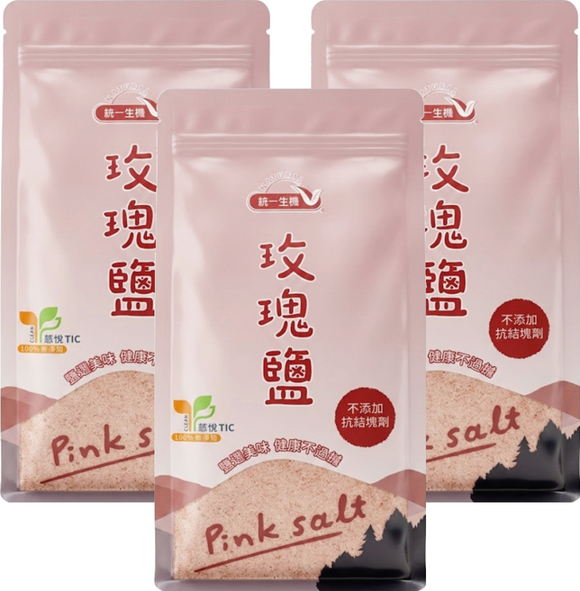 統一生機 玫瑰鹽, 450g, 3包