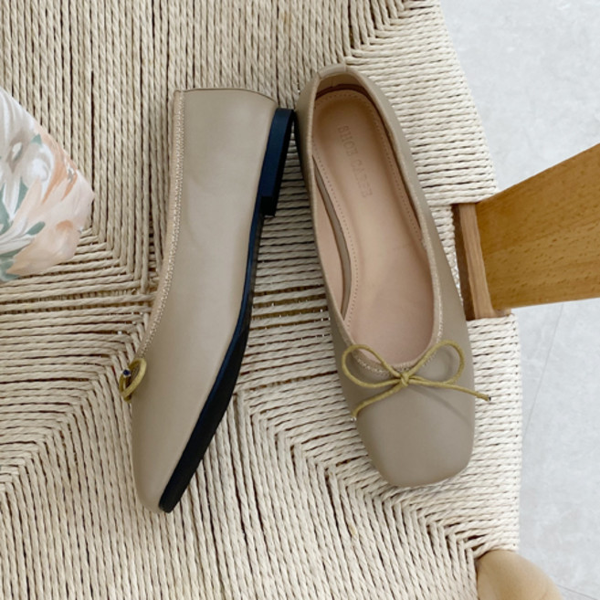 슈카르페 사각코 러블리 리본 플랫슈즈 1cm