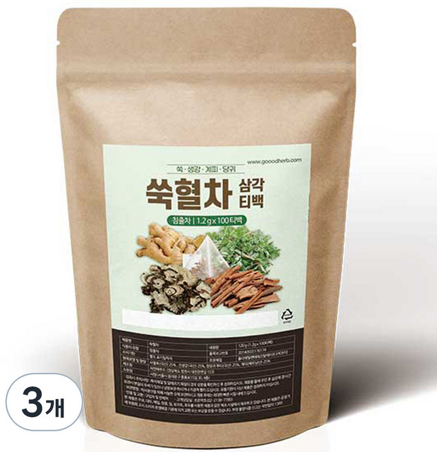 조은약초 쑥혈차 삼각티백, 1.2g, 100개입, 3개