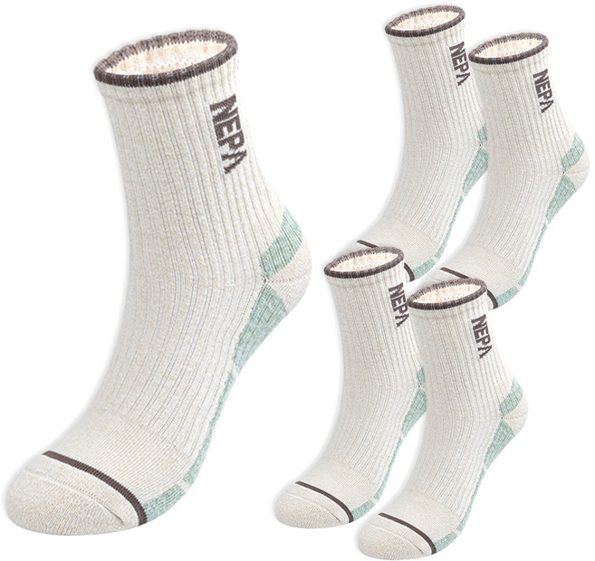 네파 여성용 하이브리드 쿠션 미들삭스 5켤레 세트, 아이보리, 1세트