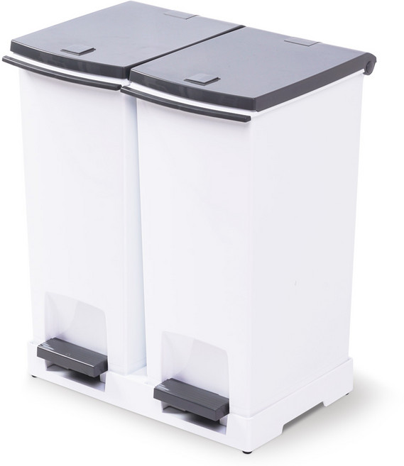 프랑코홈 페달형 분리수거함 2p, 화이트 + 그레이