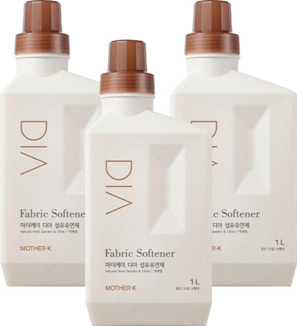 마더케이 디아 유아 섬유유연제 허브가든향 본품, 3개, 1L
