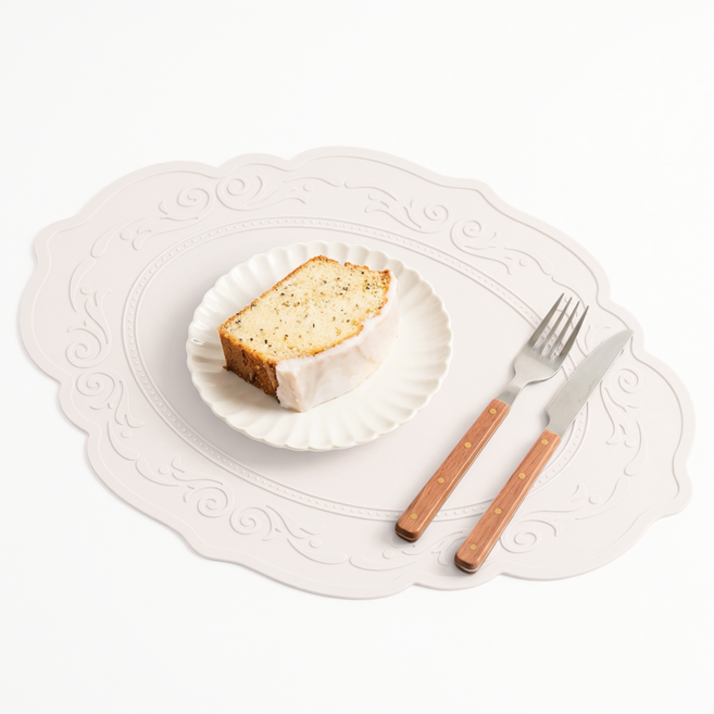 포시엘라 실리콘 방수 북유럽 테이블 매트, 화이트, 430 x 300 x 2 mm, 1개