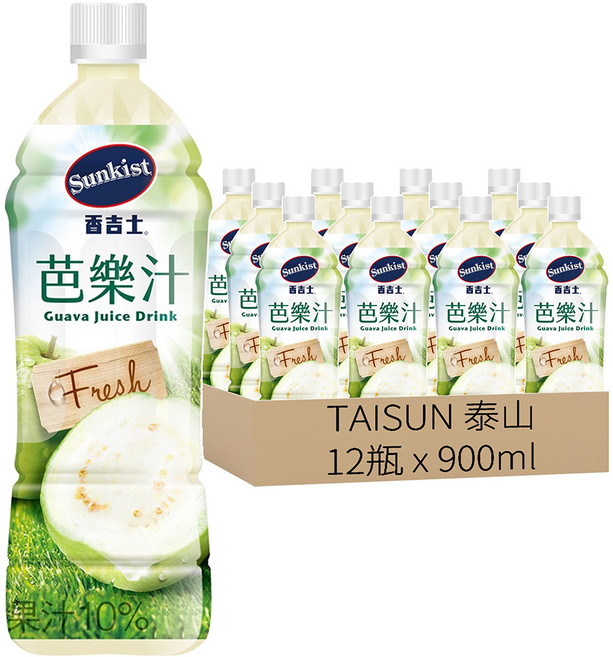 TAISUN 泰山 芭樂果汁飲料, 900ml, 12瓶
