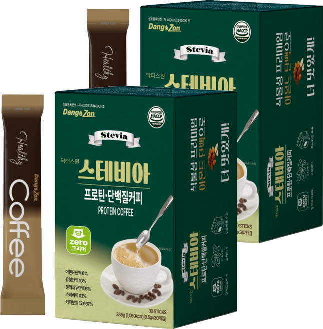 당존 닥터스원 스테비아 프로틴 단백질 커피, 9.5g, 2개, 30개입