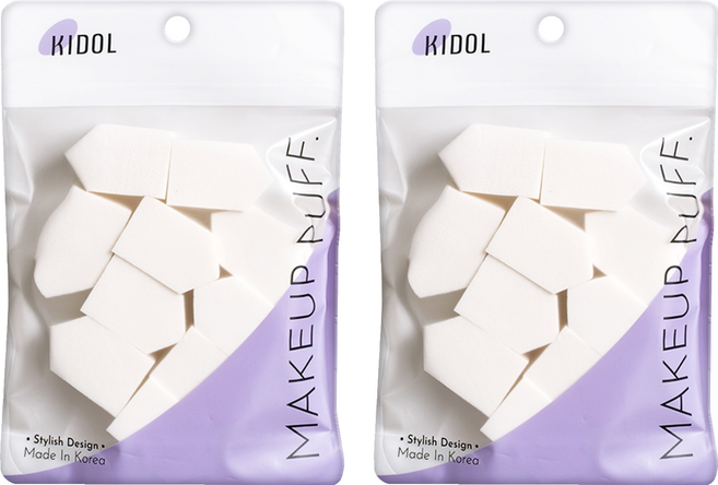 KIDOL 5角拋棄式粉撲 80948 大 18個, 白色, 2組