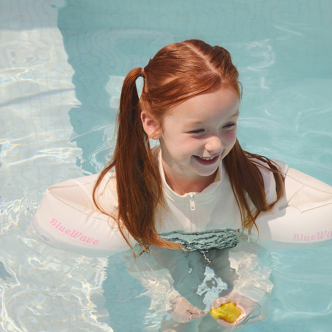 블루웨이브 암튜브 어린이 성인 공용 물놀이 수영 보조 용품 + 수리패치, 화이트 핑크, 1개