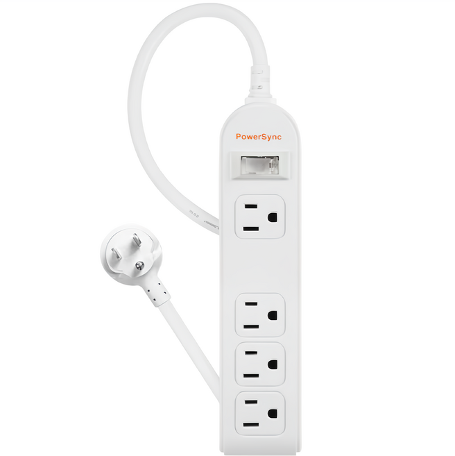 PowerSync 群加 防雷擊1開4插3P延長電源線 PWS-EEA1412 19.5 x 4.5 x 2.5cm x 1.2m 300g, 白色, 1個