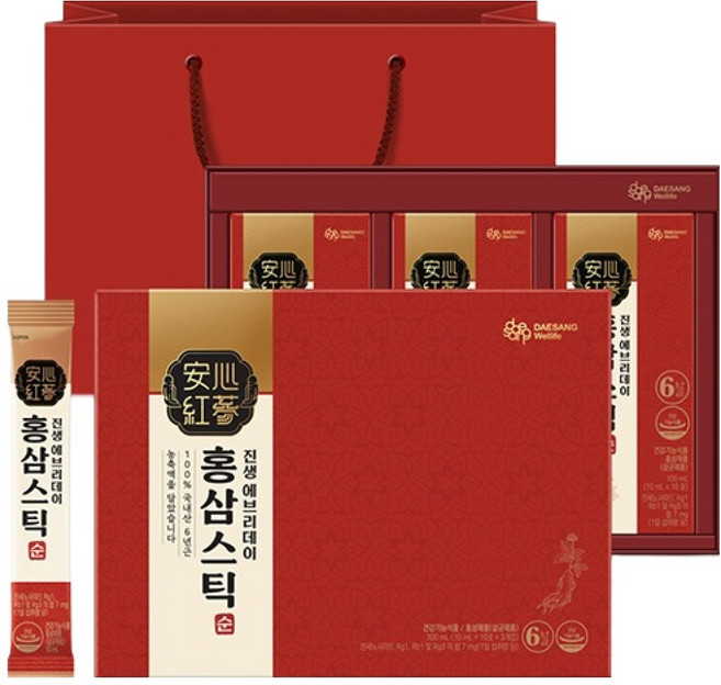 대상웰라이프 진생 에브리데이 홍삼스틱 순 + 쇼핑백, 1개, 300ml