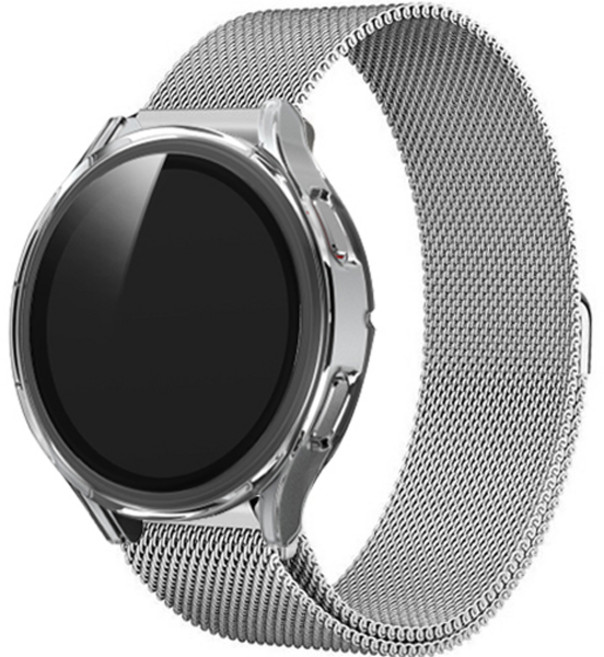 림스테일 갤럭시워치 메탈 스트랩 + 액정보호형 풀커버 케이스, 실버