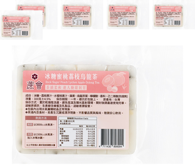 蔗會 冰糖蜜桃荔枝烏龍茶, 6個, 1個裝, 300g
