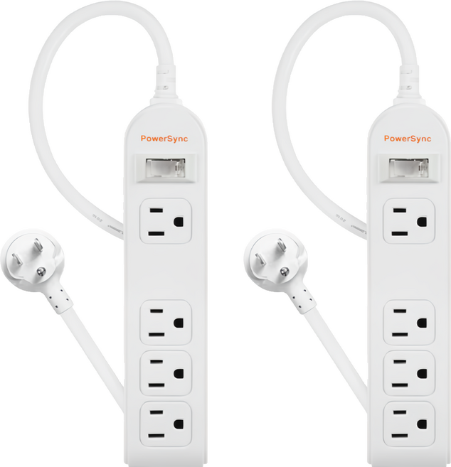 PowerSync 群加 防雷擊1開4插3P延長電源線 PWS-EEA1412 19.5 x 4.5 x 2.5cm x 1.2m 300g, 白色, 2個