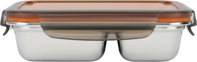 cuitisan 征旅系列 304可微波不鏽鋼保鮮盒 方形兩隔餐盤, 容器 + 蓋子, 1個