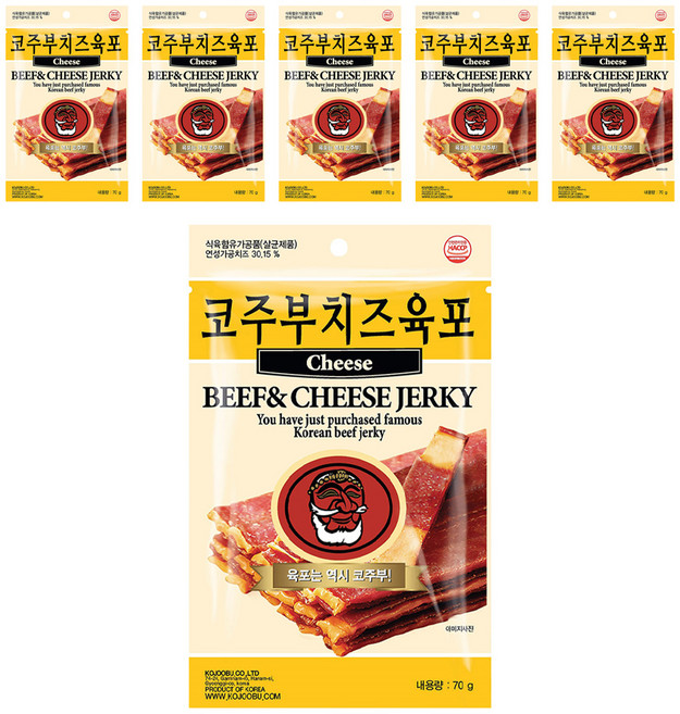 코주부 치즈육포, 70g, 6개