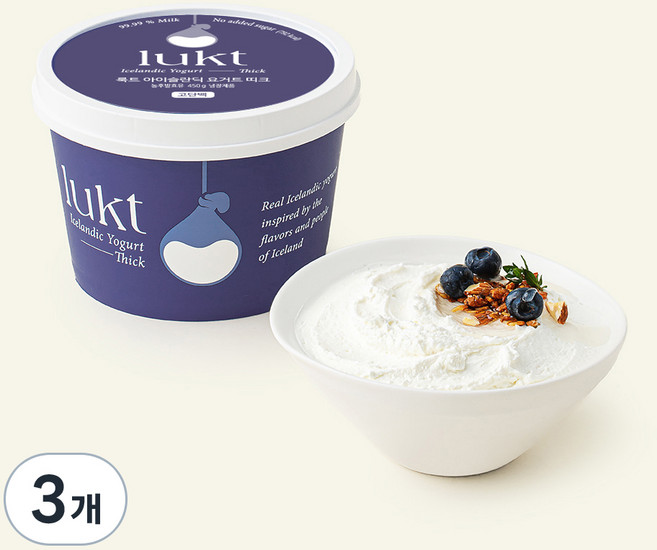 LUKT 아이슬란딕 요거트 띠크, 450g, 3개