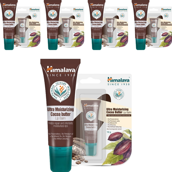 히말라야 울트라 모이스쳐라이징 튜브형 립밤, 코코아버터, 10g, 5개