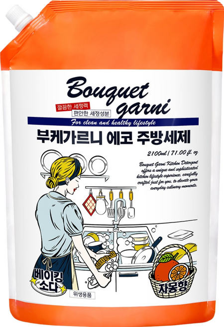 부케가르니 에코 주방세제 자몽향 리필, 2.1L, 1개