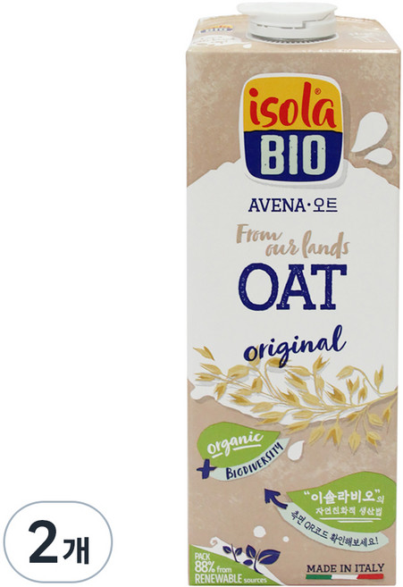 이솔라비오 유기농 귀리 음료, 1L, 2개
