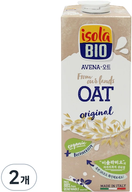 이솔라비오 유기농 귀리 음료, 1L, 2개 - 쿠팡
