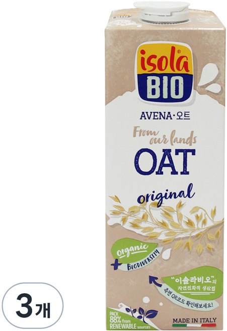 이솔라비오 유기농 귀리 음료, 1L, 3개
