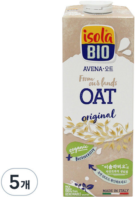 이솔라비오 유기농 귀리 음료, 1L, 5개