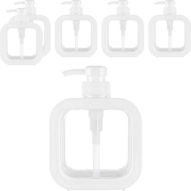 小麥購物 按壓式高級透明分裝瓶 L1467 500ml, 6個, 白色