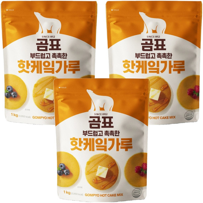 곰표 부드럽고 촉촉한 핫케잌가루, 1kg, 3개