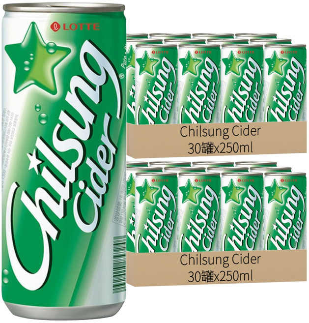 Chilsung Cider 經典汽水, 250ml, 60罐