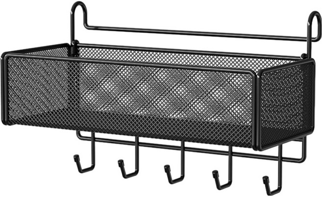오템 걸이형 침대 수납 바구니, 블랙, 1개
