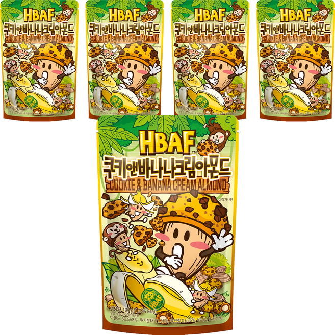 바프 쿠키앤바나나크림 아몬드, 190g, 5개