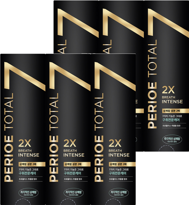 페리오 토탈7 인텐스 2X 리프레쉬 쿨링 치약, 120g, 6개