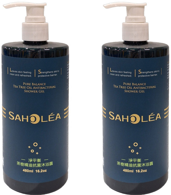 SAHOLEA 森歐黎漾 淨平衡茶樹精油抗菌沐浴露, 480ml, 2瓶