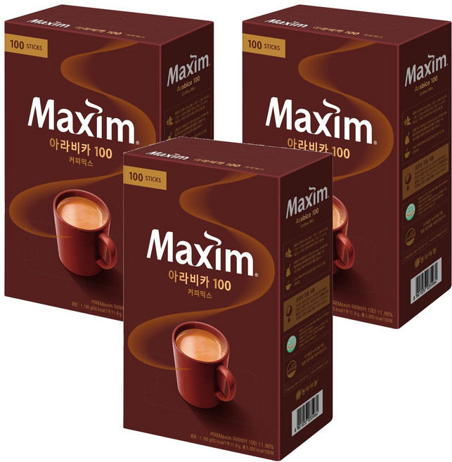 맥심 아라비카 100 커피믹스, 11.8g, 100개입, 3개