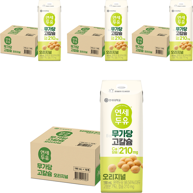 연세두유 무가당 고칼슘 오리지널, 190ml, 64개
