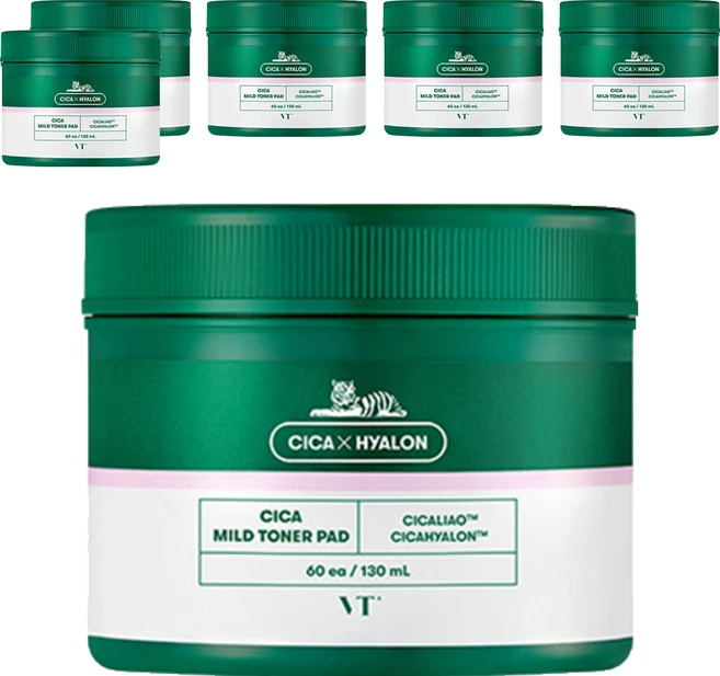 브이티코스메틱 시카 마일드 토너 패드, 60개입, 6개 - 쿠팡
