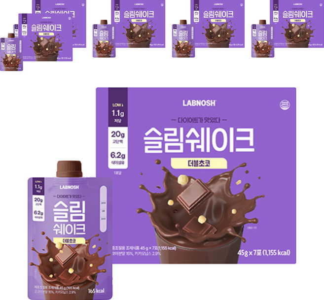 랩노쉬 슬림쉐이크 더블초코, 45g, 42개
