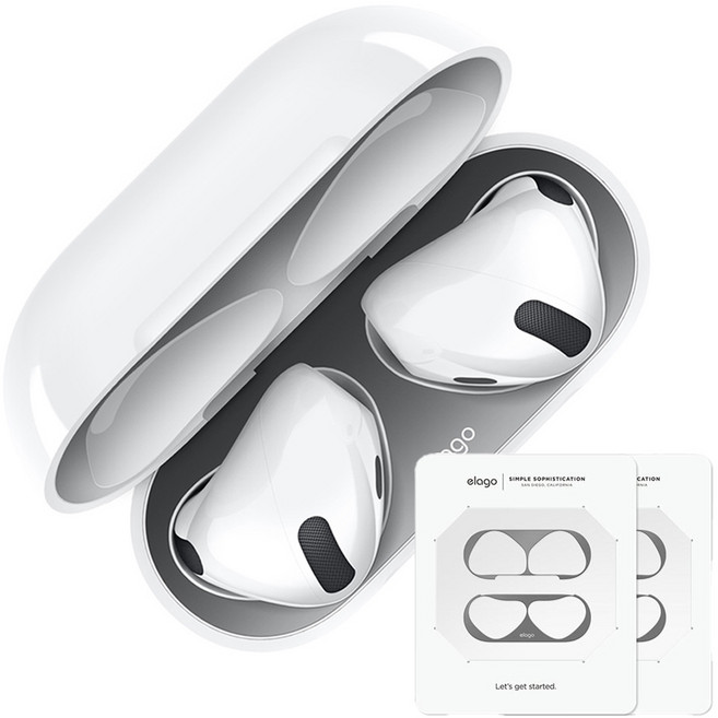 엘라고 에어팟 4 철가루방지 스티커, 다크그레이, 2개