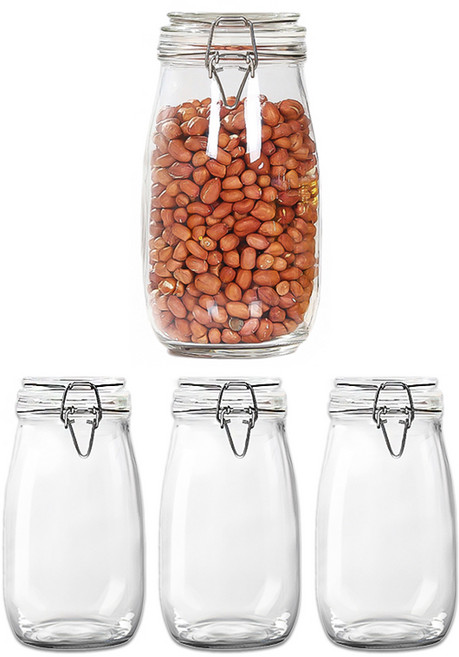 헬로키친 다용도 밀폐 유리병, 1.5L, 4개
