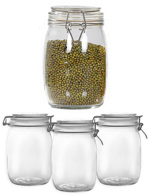 헬로키친 다용도 밀폐 유리병, 1L, 4개